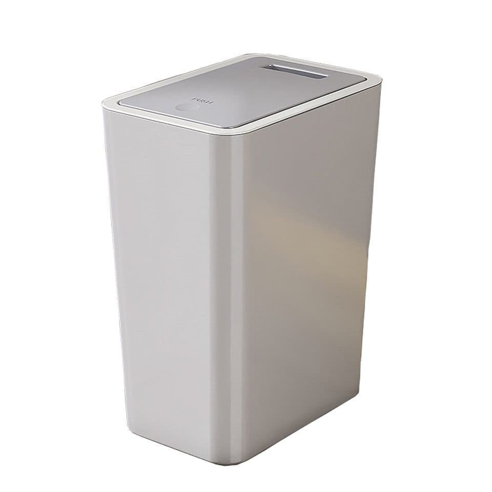 10L Gray Trash Can with Lid, Durable Corrosion-Resistant Odor and Leak Proof for Kitchen Bathroom Living Room, 10L - Image 1