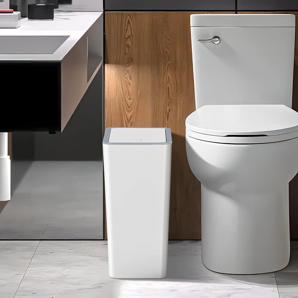 10L Gray Trash Can with Lid, Durable Corrosion-Resistant Odor and Leak Proof for Kitchen Bathroom Living Room, 10L - Image 4