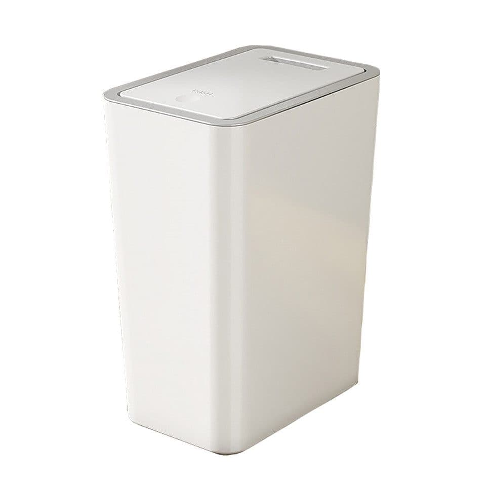 12L White Trash Can with Lid, Durable Corrosion-Resistant Odor-Proof Leak-Proof for Kitchen Bathroom Living Room, 12L - Image 1