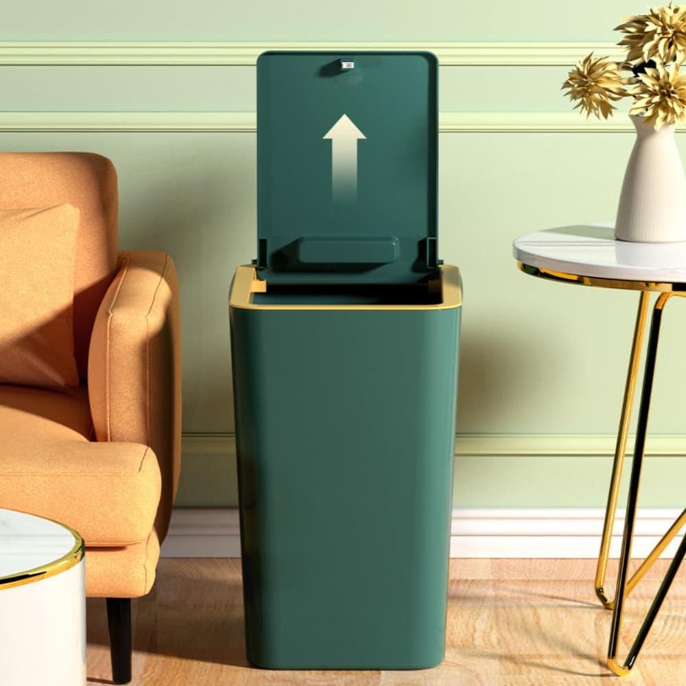 12L Green Trash Can with Lid, Durable Corrosion-Resistant Odor and Leak Proof for Kitchen Bathroom Living Room, 12L - Image 7