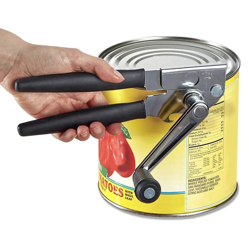 Manual Can Opener with Crank Handle, Foldable, Carbon Steel Blade, 5.2x22 cm, for Kitchen and Camping - Image 1