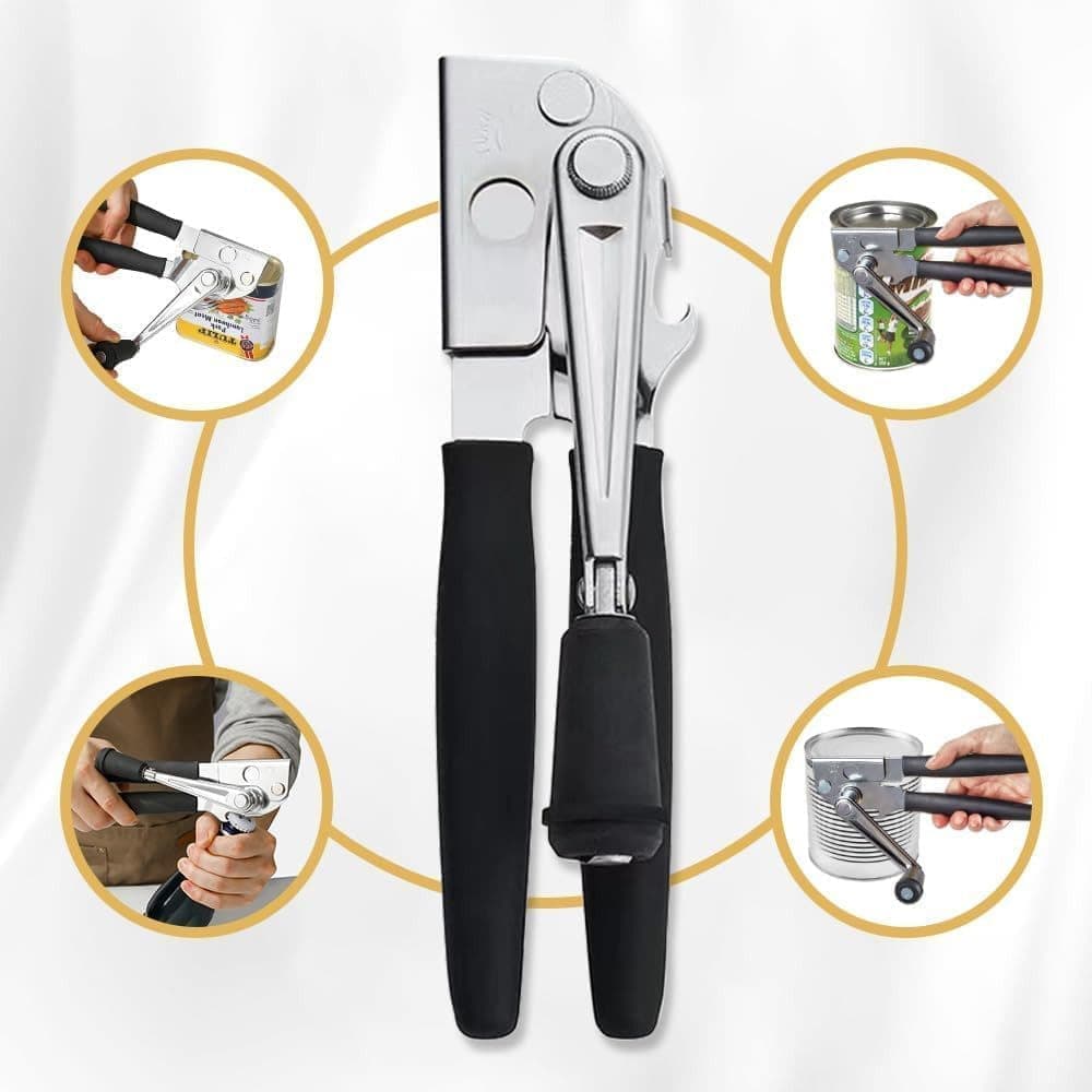 Manual Can Opener with Crank Handle, Foldable, Carbon Steel Blade, 5.2x22 cm, for Kitchen and Camping - Image 3