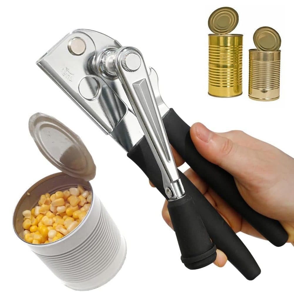 Manual Can Opener with Crank Handle, Foldable, Carbon Steel Blade, 5.2x22 cm, for Kitchen and Camping - Image 4