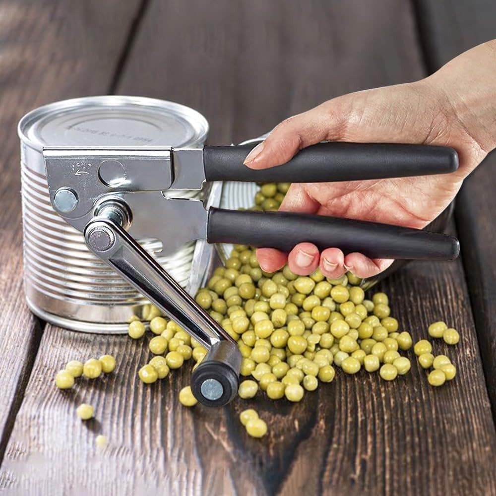 Manual Can Opener with Crank Handle, Foldable, Carbon Steel Blade, 5.2x22 cm, for Kitchen and Camping - Image 5