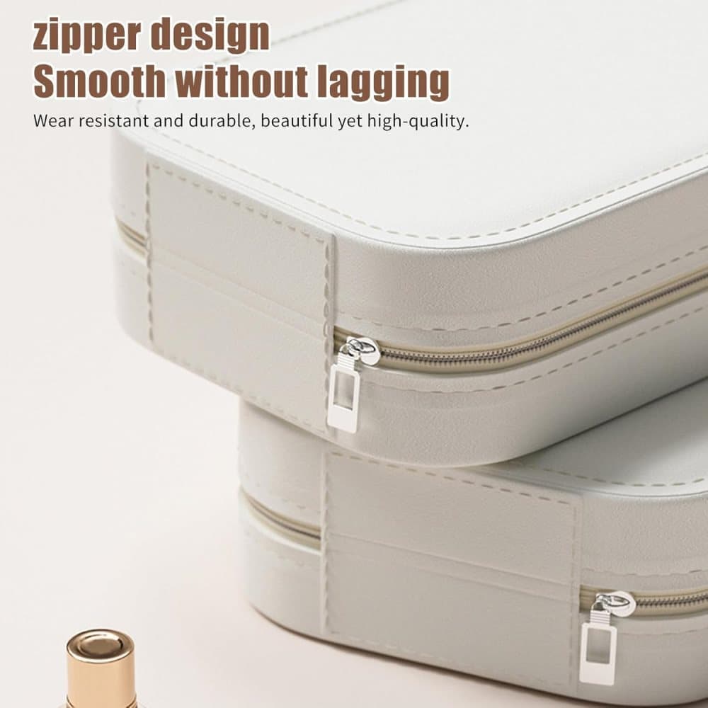 Portable Makeup Bag with LED Mirror 3 Light Modes, Travel Cosmetic Organizer for Women, White - Image 5