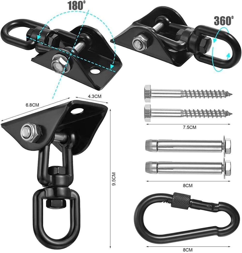 450kg Stainless Steel Swing Hooks with Screws for Hanging Chair Swing Yoga Towel, 360° Rotation - Image 2
