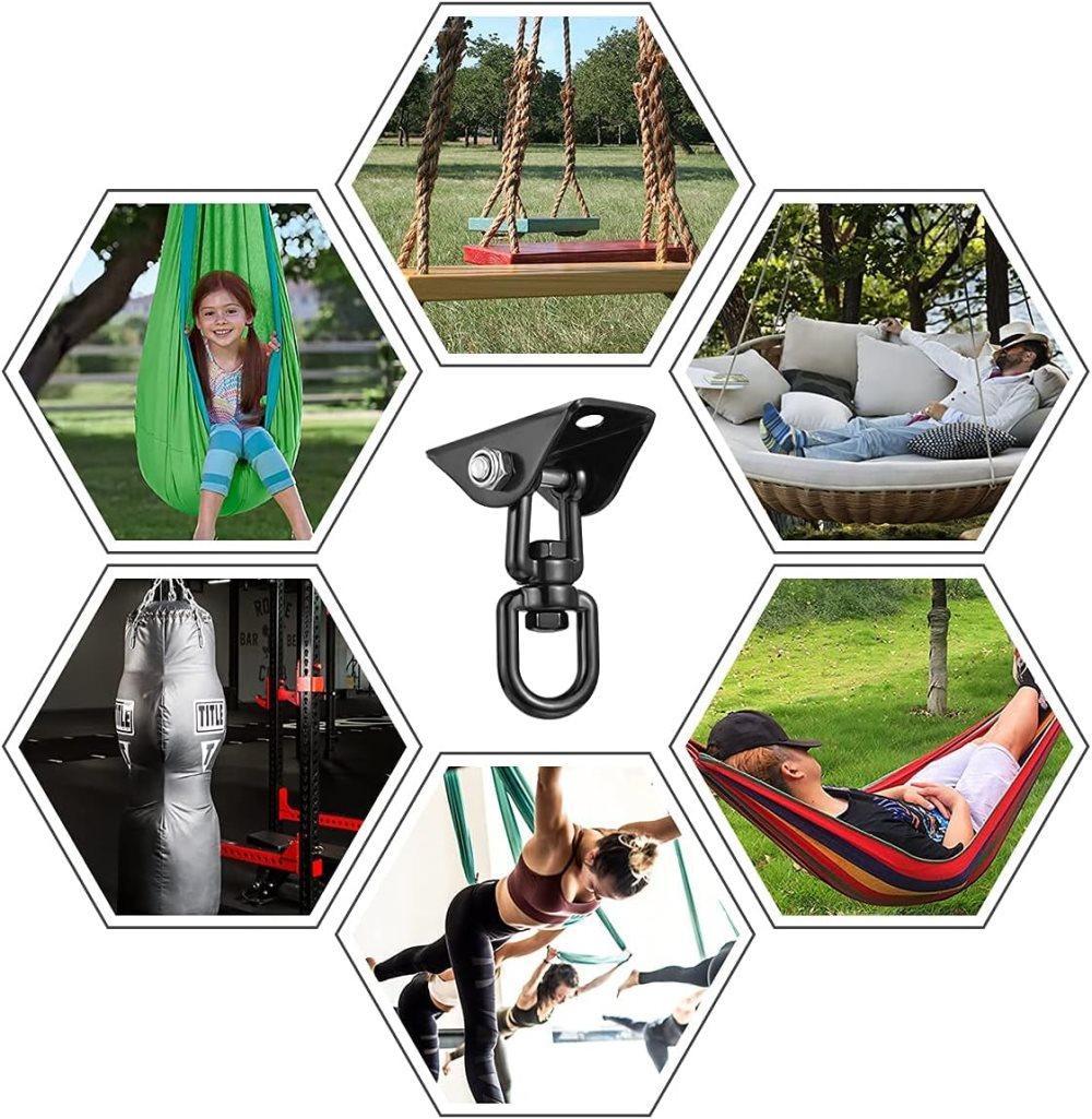 450kg Stainless Steel Swing Hooks with Screws for Hanging Chair Swing Yoga Towel, 360° Rotation - Image 6