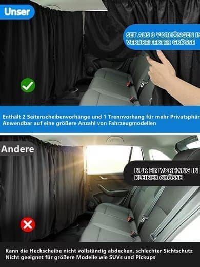 3-pack Car Sunshade Privacy Curtain with Mosquito Net, Fits Over Car Windows and Compartment - Image 3