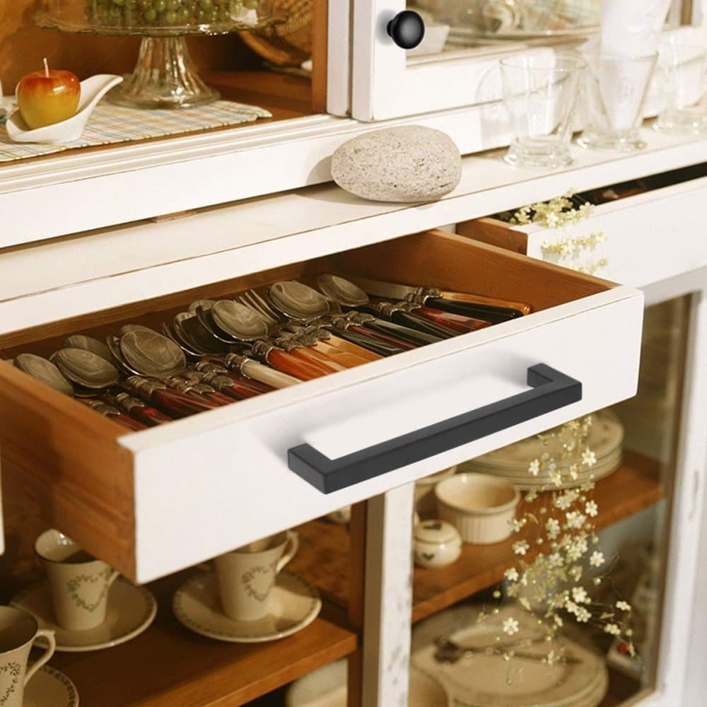 12 pcs Black Stainless Steel Cabinet Handles, 128/192 mm, Compatible with Furniture - Image 6