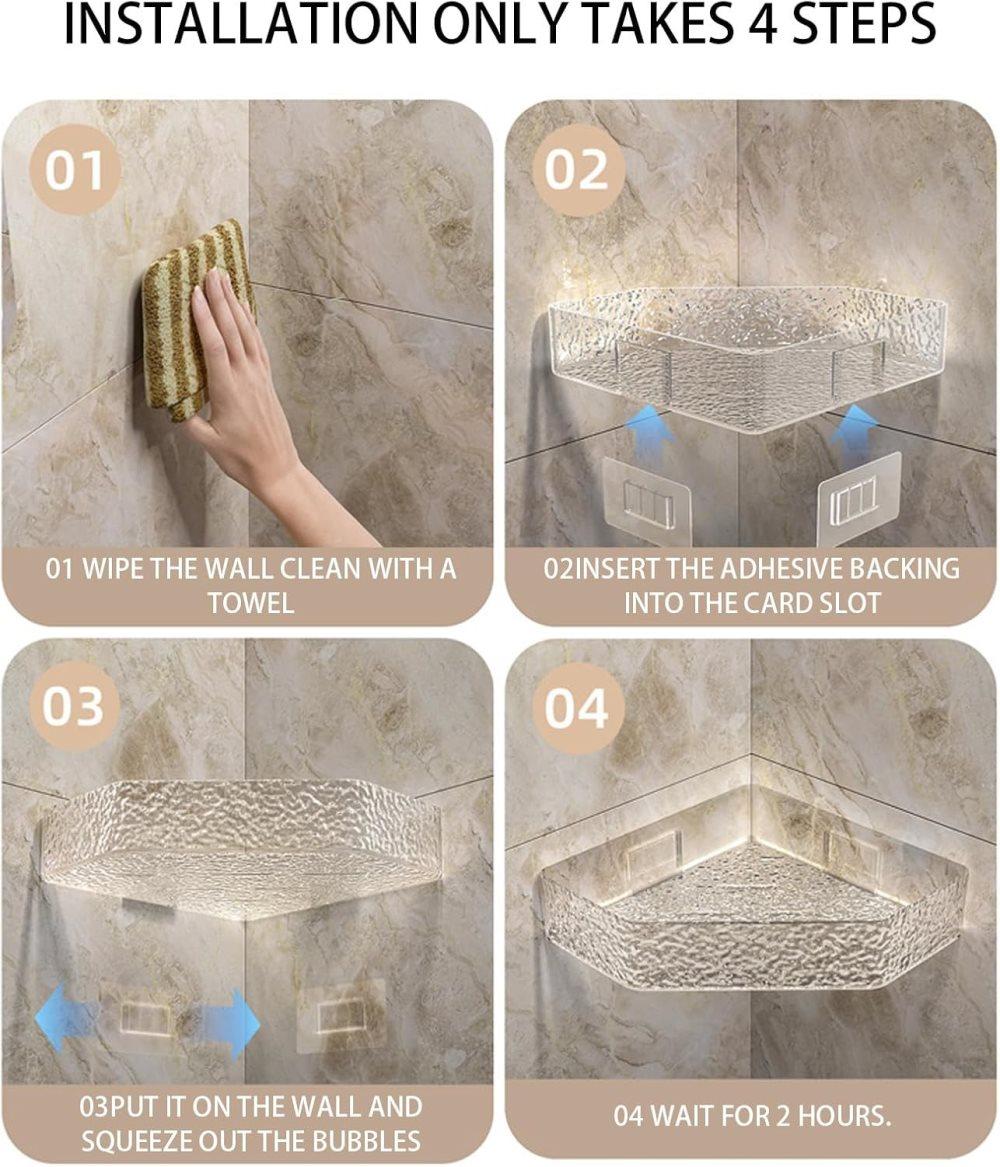 Hanging Shower Storage Shelf for Shampoo Soap and Bottles, No Drilling Bathroom Organizer - Image 7