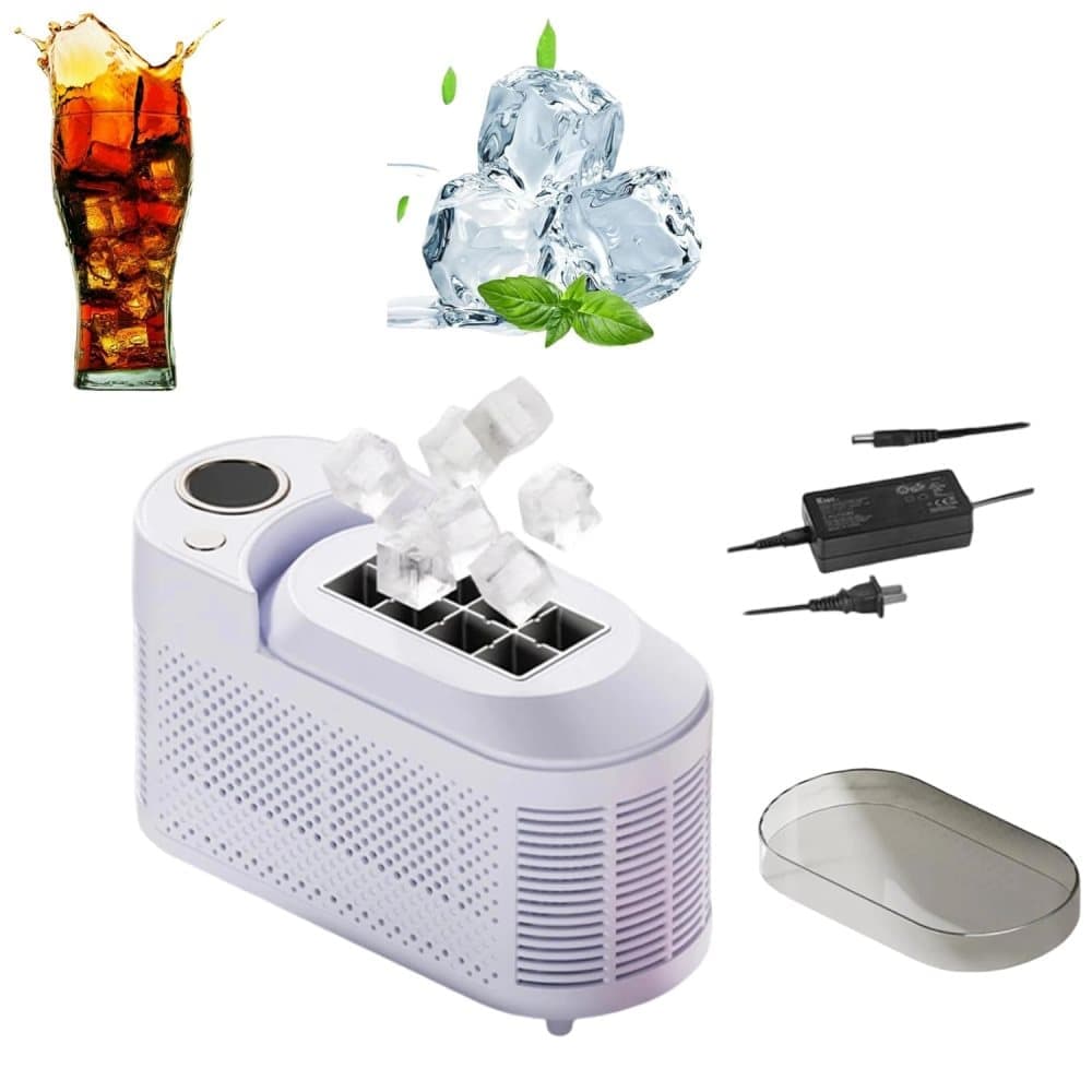 Portable Ice Machine Fast Ice Production in 10-15 Minutes Energy-Efficient Small Ice Maker with Low Noise Level for Home and Car Use, Purple - Image 1