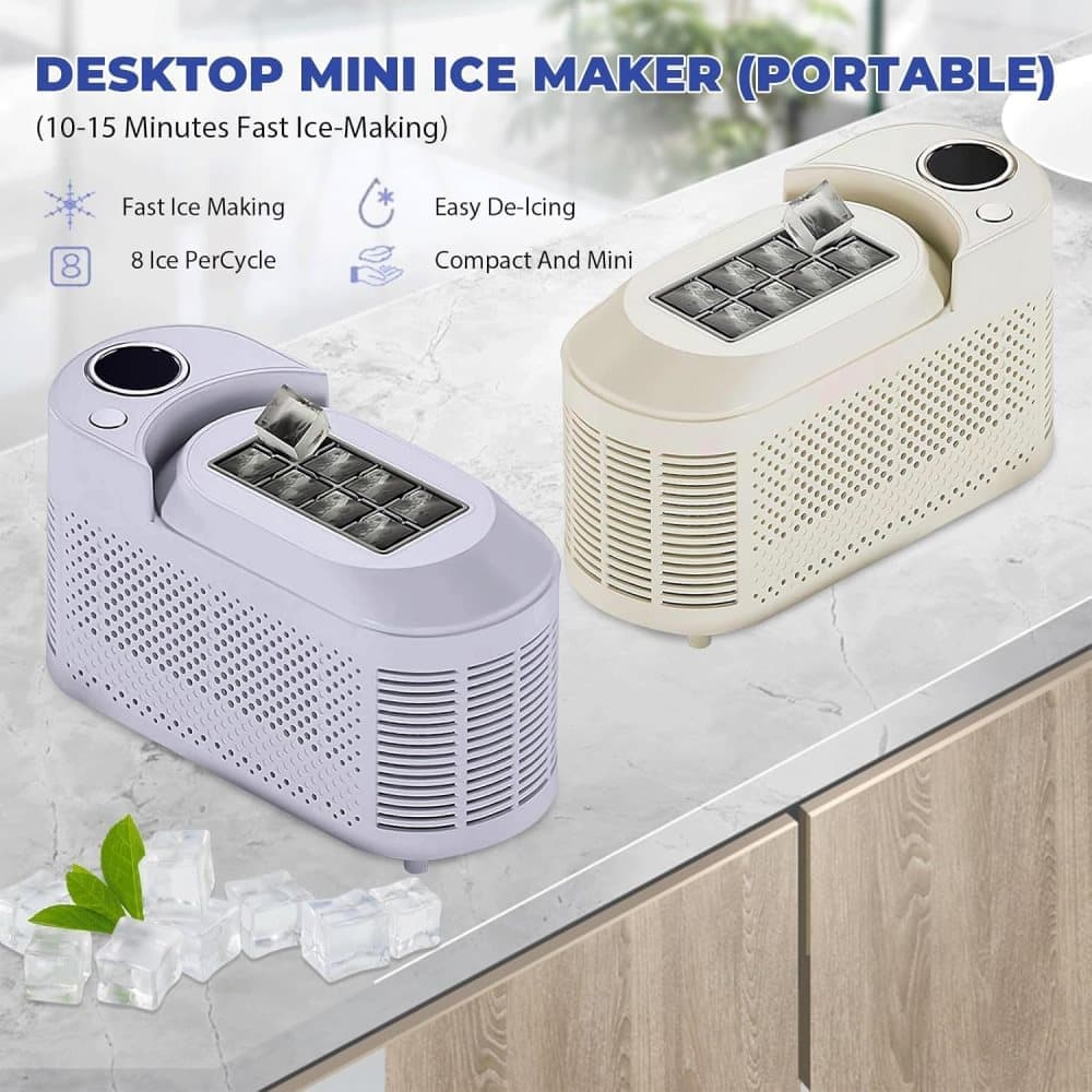 Portable Ice Machine Fast Ice Production in 10-15 Minutes Energy-Efficient Small Ice Maker with Low Noise Level for Home and Car Use, Purple - Image 5