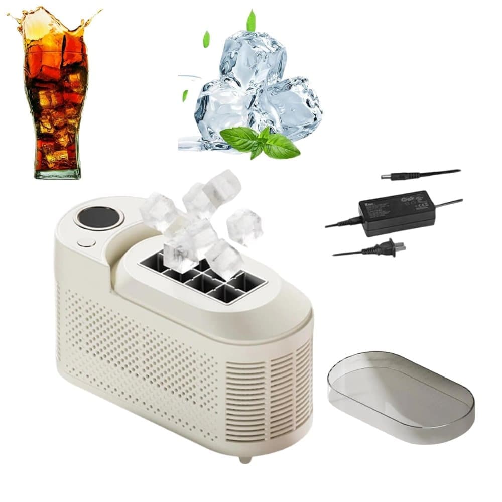 Portable Ice Machine Fast Ice Production in 10-15 Minutes Energy-Efficient Small Ice Maker with Low Noise Level Compatible with Car Use, White - Image 1