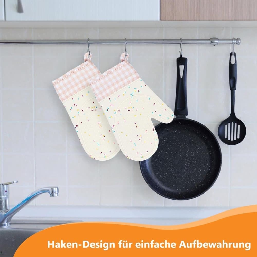 Heat-Resistant Oven Mitts and Grill Gloves Anti-Slip for Kitchen Cooking Baking, White - Image 5