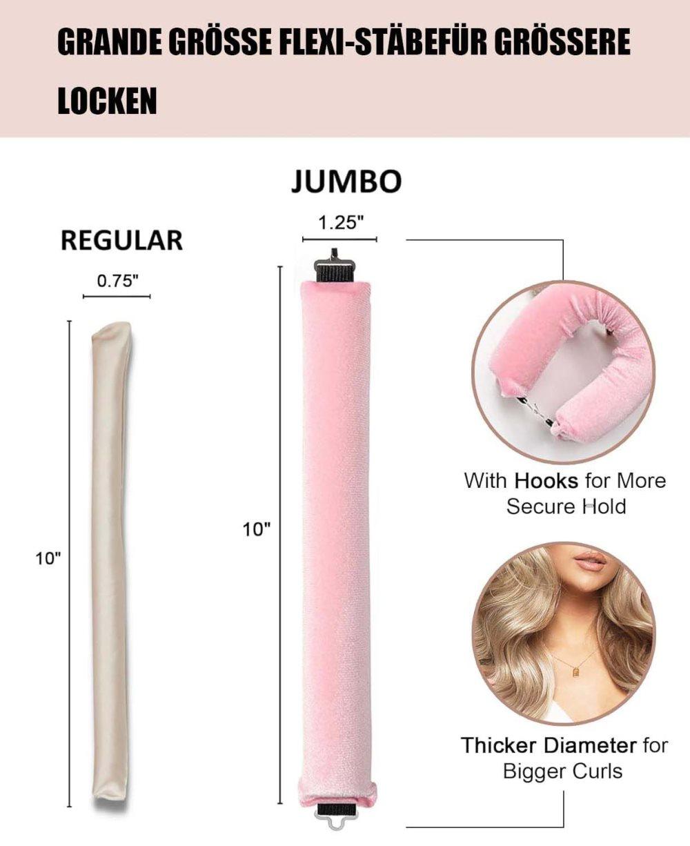4-Piece Heat-Free Hair Curlers, Flexible Curling Rollers with Hook for Gentle Hair Care, Dark Brown - Image 5