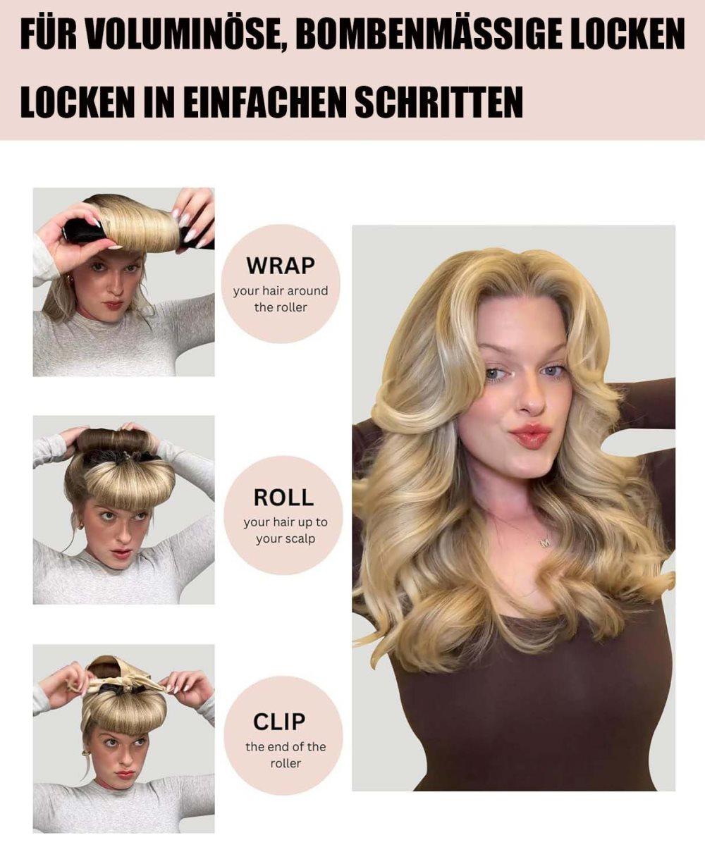 Heat-Free Hair Curlers 4-piece, Gentle Flexible Curling Rollers with Hook, No Heat Hair Care, Wood - Image 2