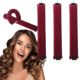 4-Piece Heat-Free Hair Curlers for All Hair Types, Flexible Curling Rollers with Hook, Gentle No Heat Hair Care, red - Image 1