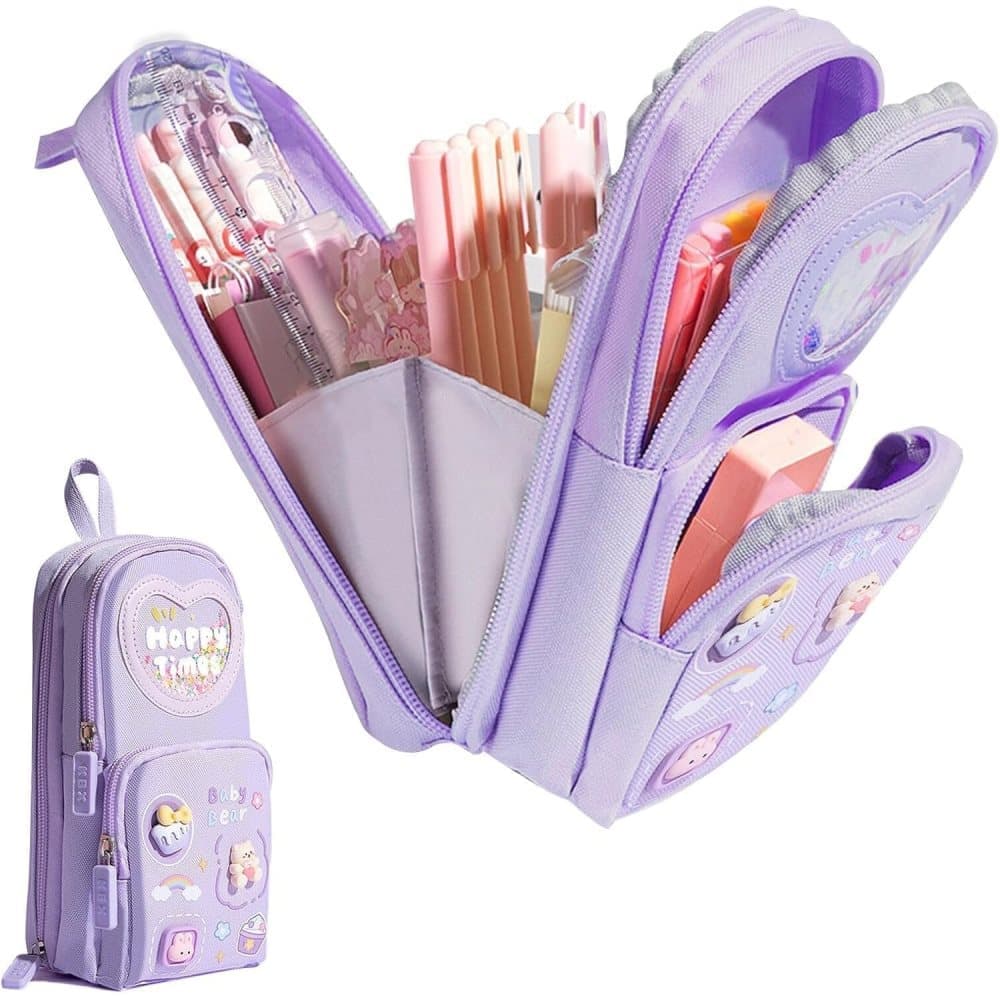 Large Capacity Multifunctional Pencil Case with Compartments for Students and Office, SZ2 - Image 1