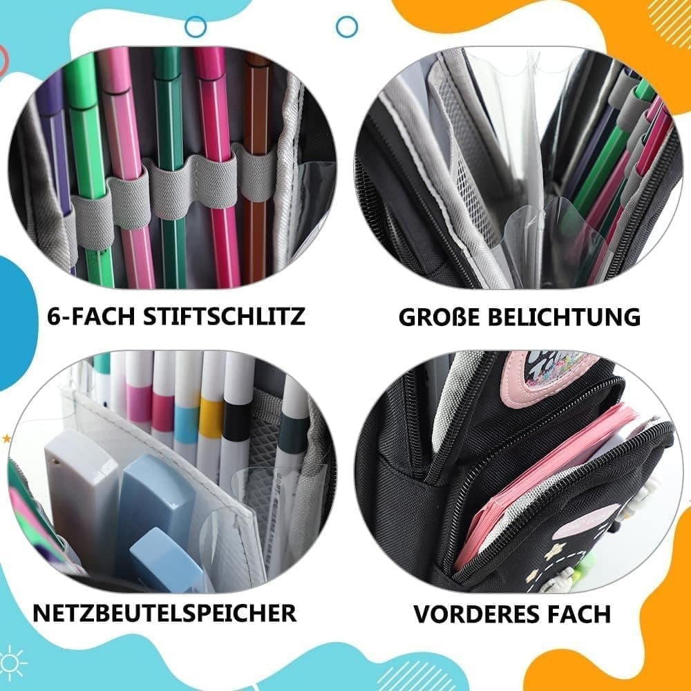 Large Capacity Multifunctional Pencil Case with Compartments for Students and Office, SZ5 - Image 3