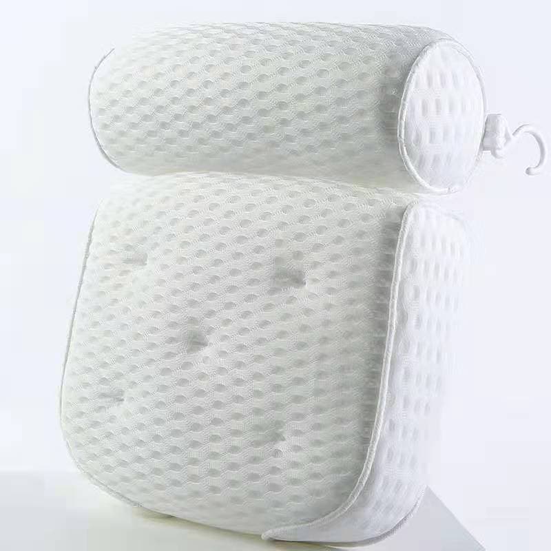 Bathtub Cushion with 7 Suction Cups and 4D Breathable Headrest for Relaxation, White, Compatible with Bathtubs & Massage Tubs - Image 3