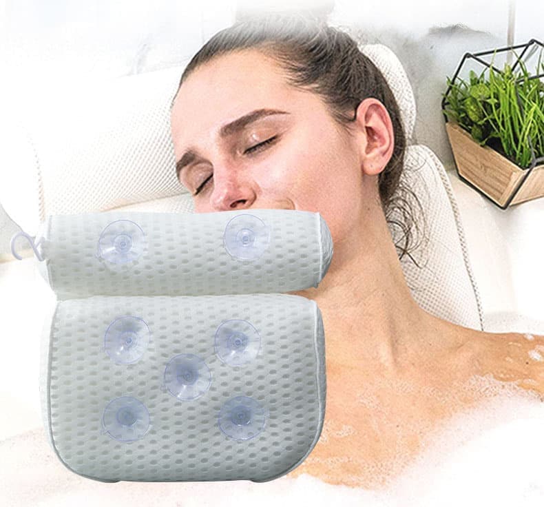 Bathtub Cushion with 7 Suction Cups, 4D Breathable Headrest for Relaxation, Compatible with Bathtubs & Massage Tubs, Blue - Image 6