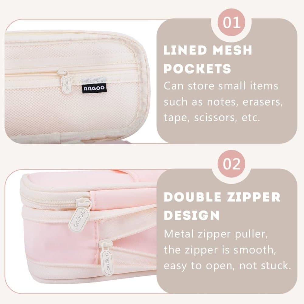 Pink Foldable Multifunctional Pencil Case with Zipper, Large Capacity Travel Pencil Case - Image 6