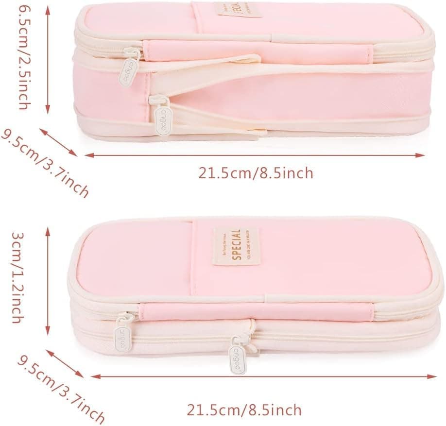 Pink Foldable Multifunctional Pencil Case with Zipper, Large Capacity Travel Pencil Case - Image 7