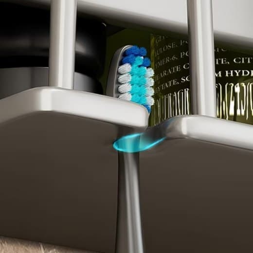 3-Piece Toothbrush Holder with Cup, Wall Mount No Drilling, Aluminum, Compatible with Oral-B, Black - Image 5