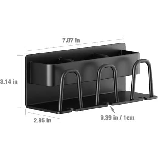 3-Piece Toothbrush Holder with Cup, Wall Mount No Drilling, Aluminum, Compatible with Oral-B, Black - Image 7