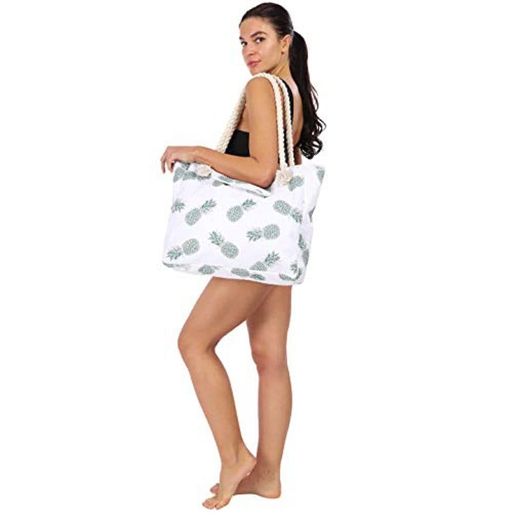 Large Beach Picnic Bag, White - Image 3