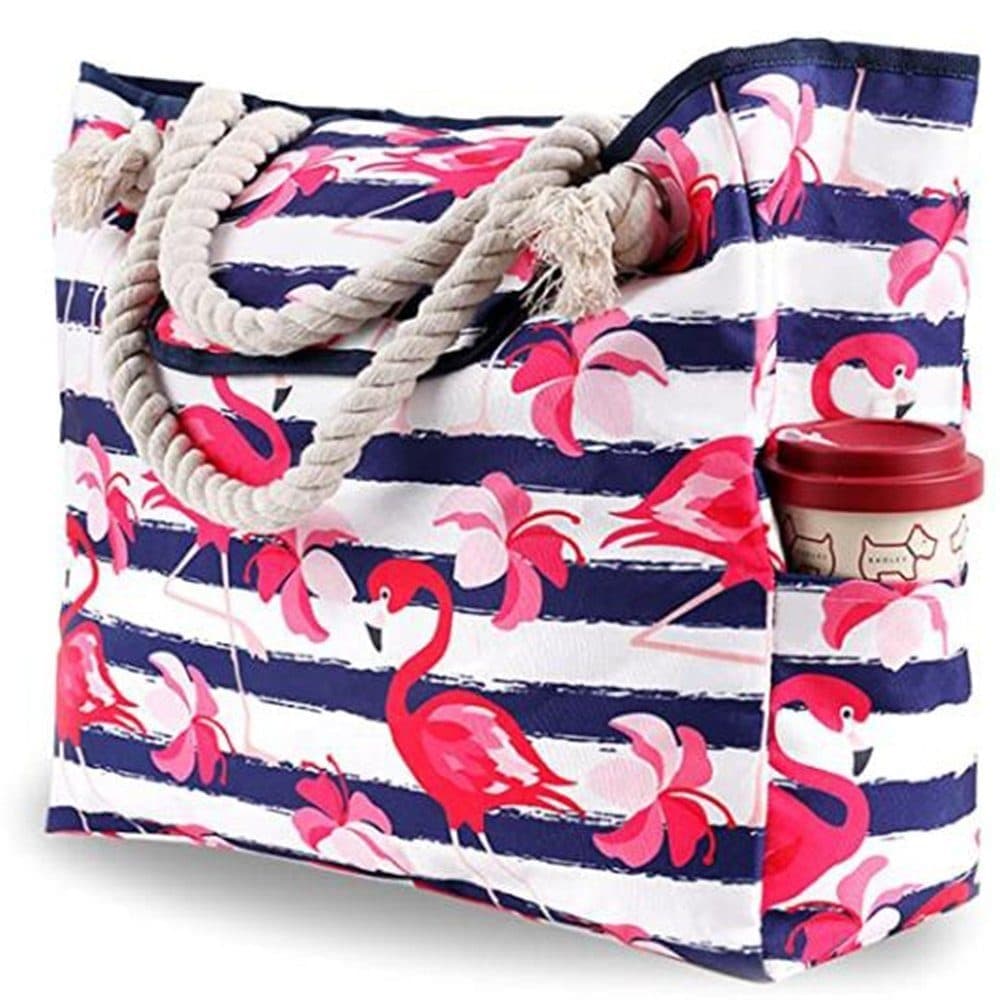 Waterproof Sand Resistant Beach Bag with Oxford Fabric, Large Capacity Tote for Picnic and Outings, Pink - Image 1