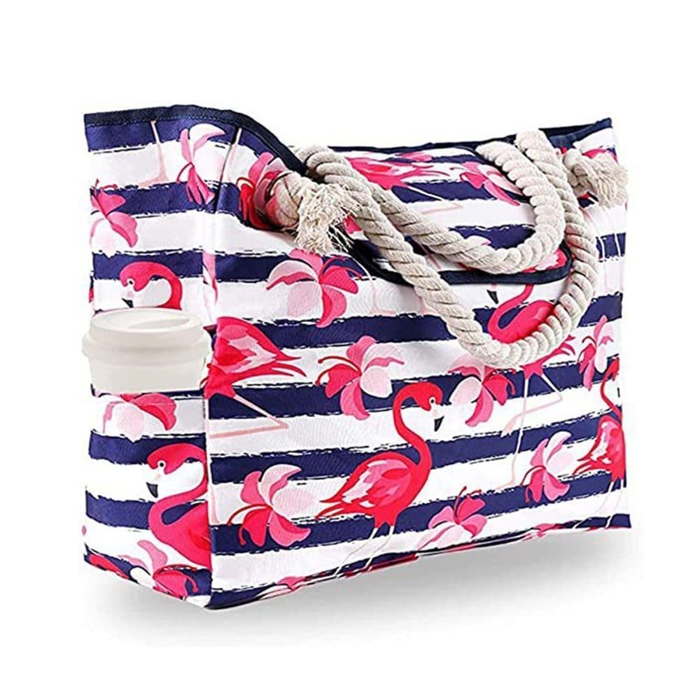 Waterproof Sand Resistant Beach Bag with Oxford Fabric, Large Capacity Tote for Picnic and Outings, Pink - Image 3