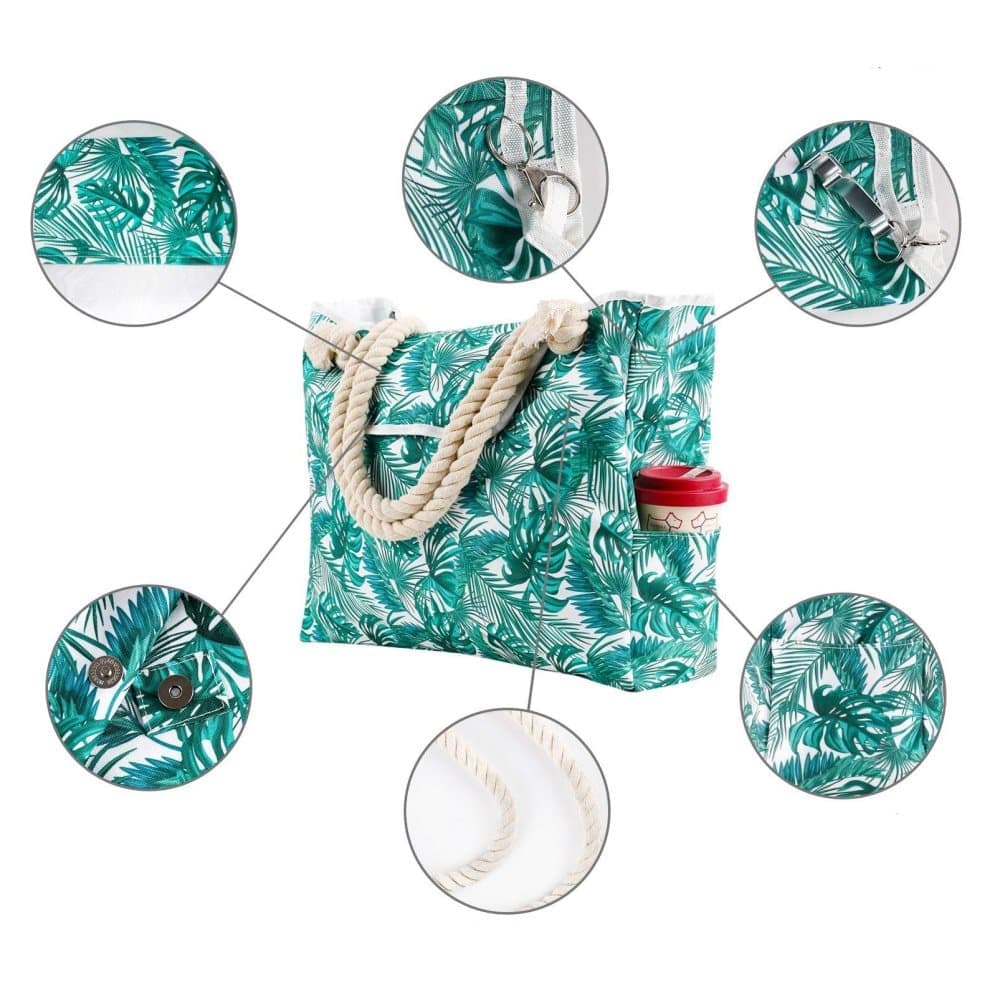 Large Beach Picnic Bag, Green - Image 3