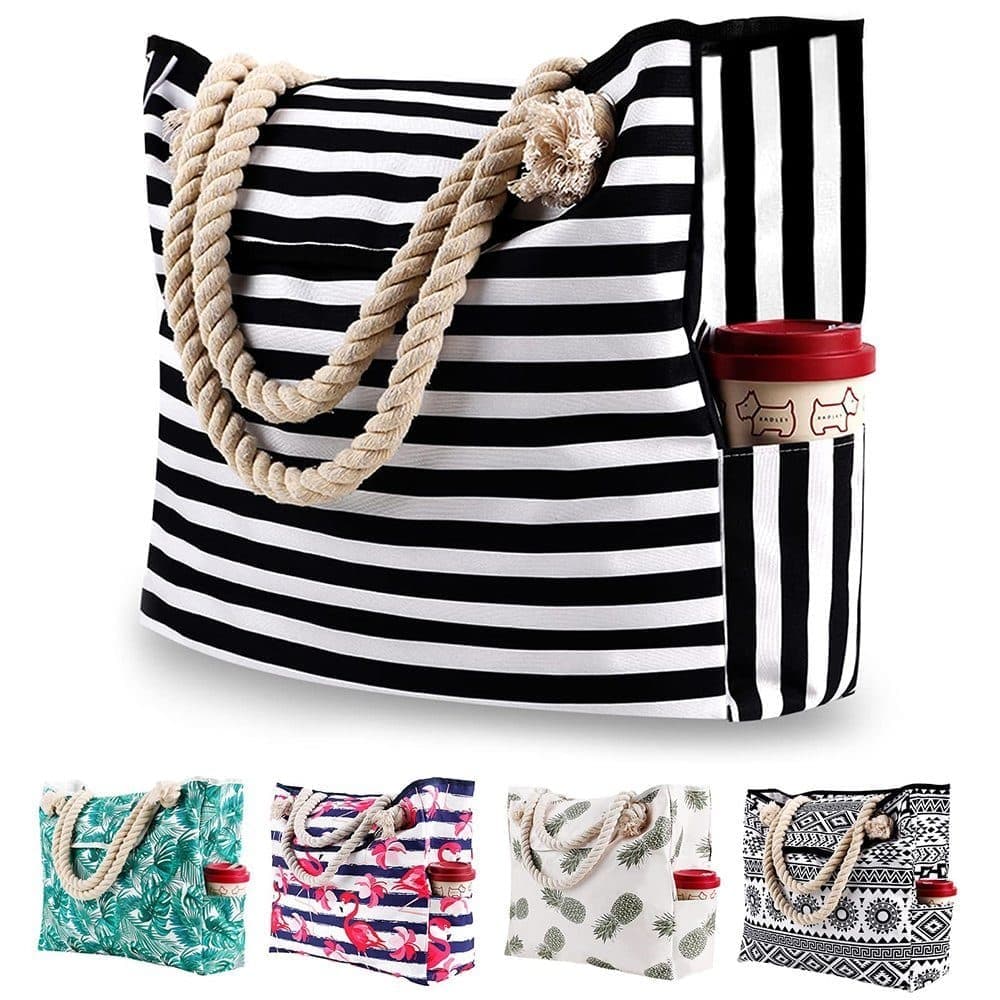 Large Beach Picnic Bag, Black - Image 1