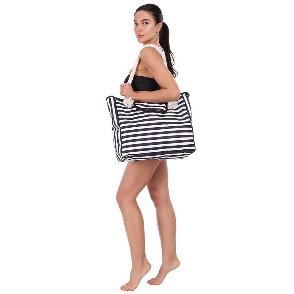 Large Beach Picnic Bag, Black - Image 3