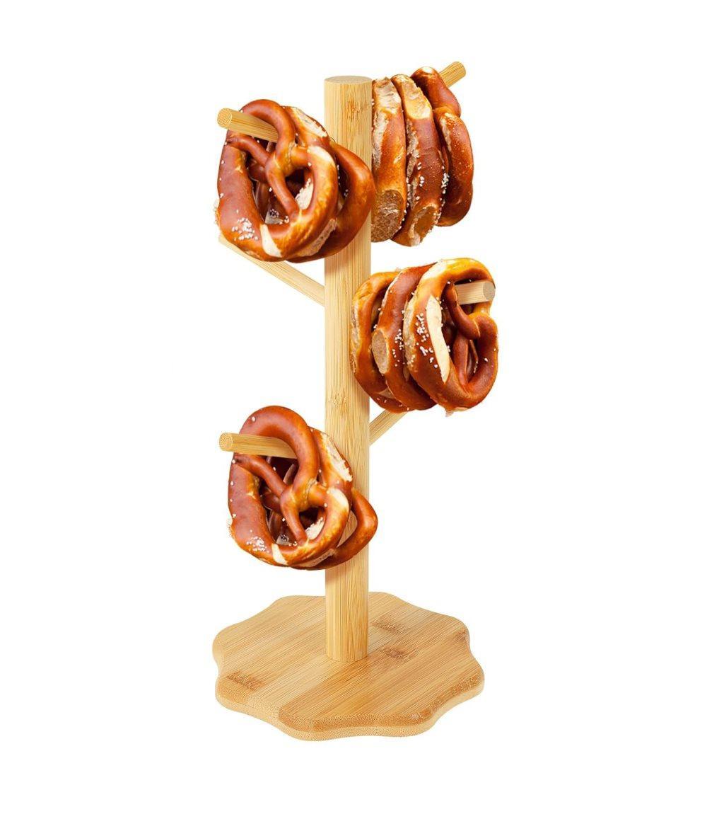 1-pack Wooden Pretzel Stand Tree-Shaped for Restaurant Cafe Bar Kitchen Decoration, Brown, Bamboo - Image 1