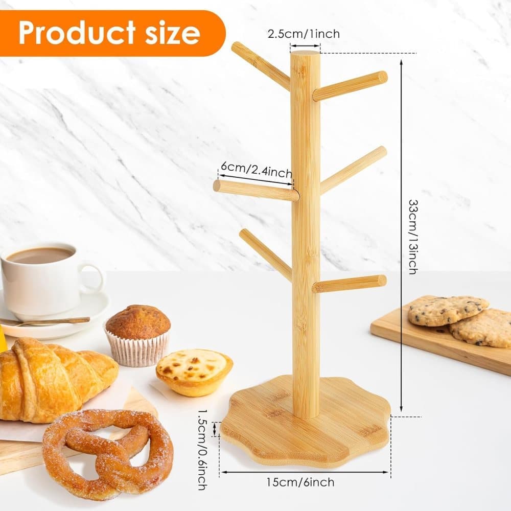 1-pack Wooden Pretzel Stand Tree-Shaped for Restaurant Cafe Bar Kitchen Decoration, Brown, Bamboo - Image 2