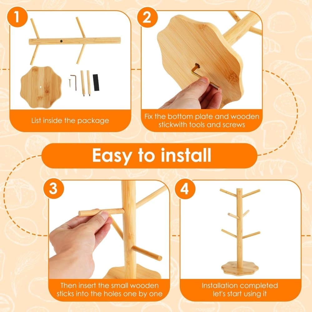 1-pack Wooden Pretzel Stand Tree-Shaped for Restaurant Cafe Bar Kitchen Decoration, Brown, Bamboo - Image 6