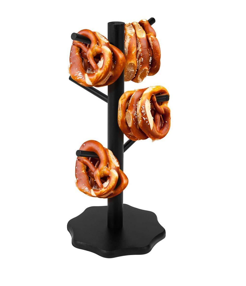 1-Pack Black Tree-Shaped Wooden Pretzel Stand, Bamboo, for Restaurant Cafe Bar Kitchen Decoration, Compatible with Pretzels - Image 1