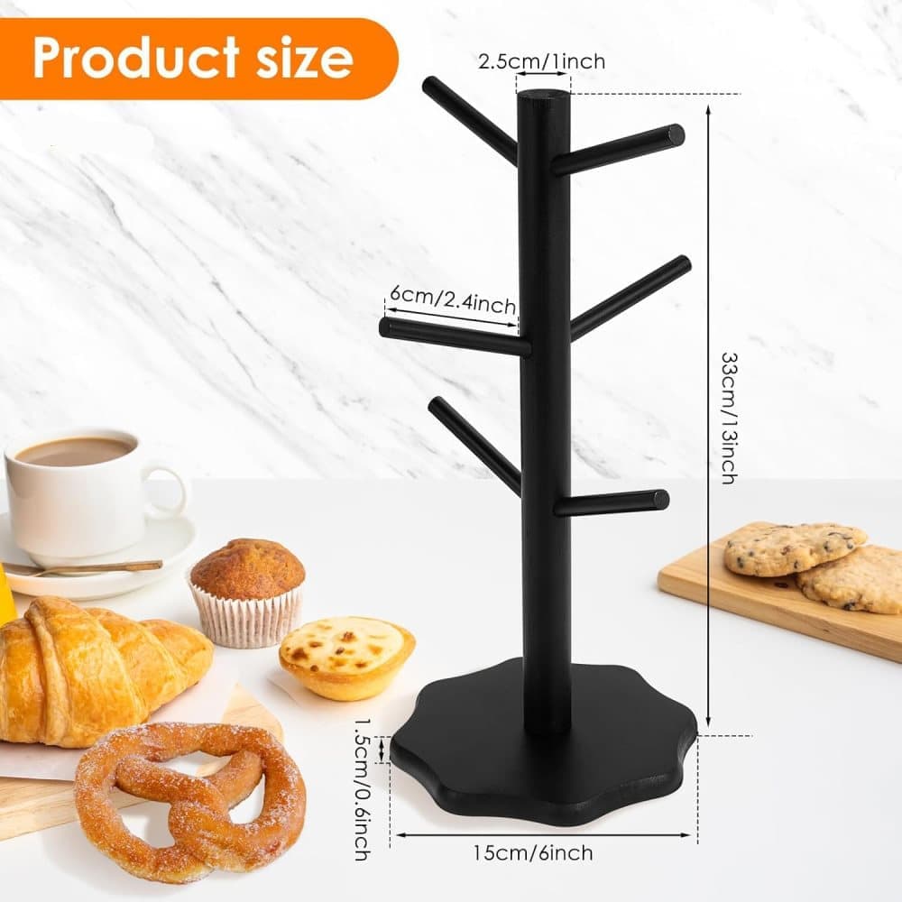 1-Pack Black Tree-Shaped Wooden Pretzel Stand, Bamboo, for Restaurant Cafe Bar Kitchen Decoration, Compatible with Pretzels - Image 2