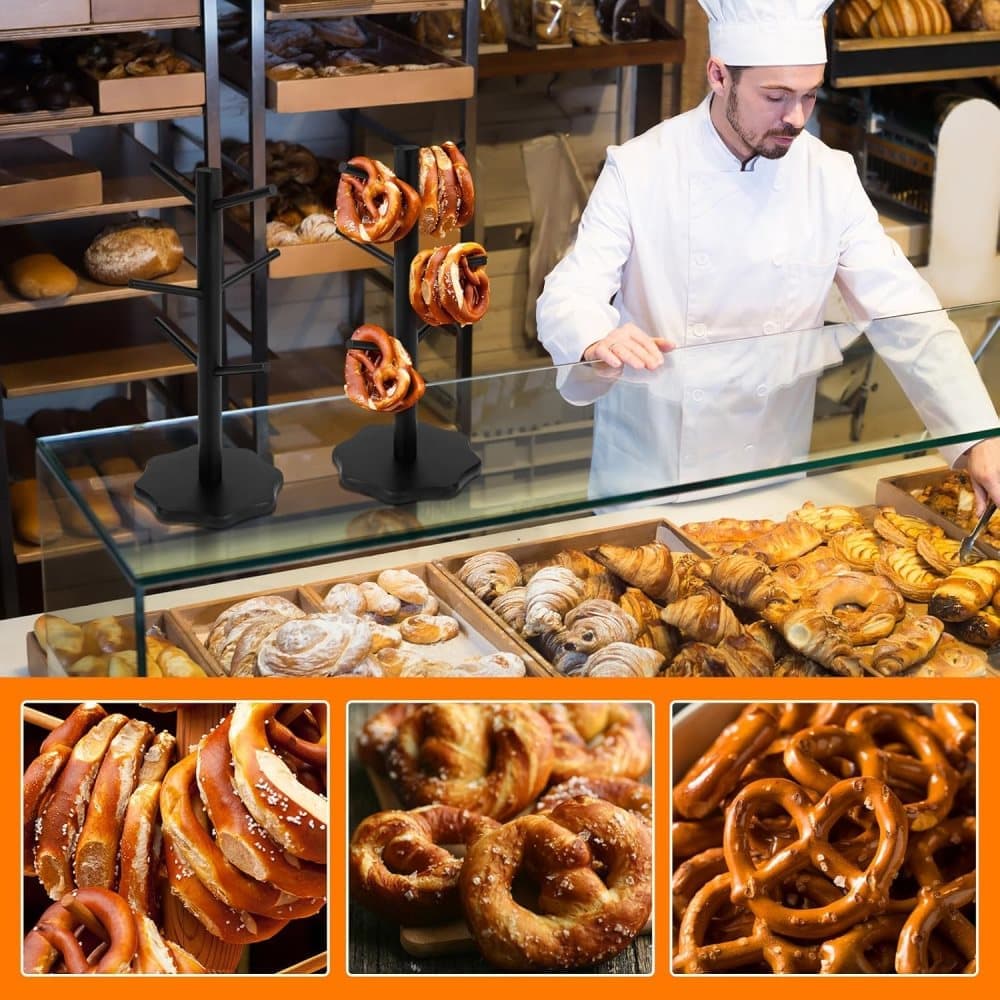 1-Pack Black Tree-Shaped Wooden Pretzel Stand, Bamboo, for Restaurant Cafe Bar Kitchen Decoration, Compatible with Pretzels - Image 7