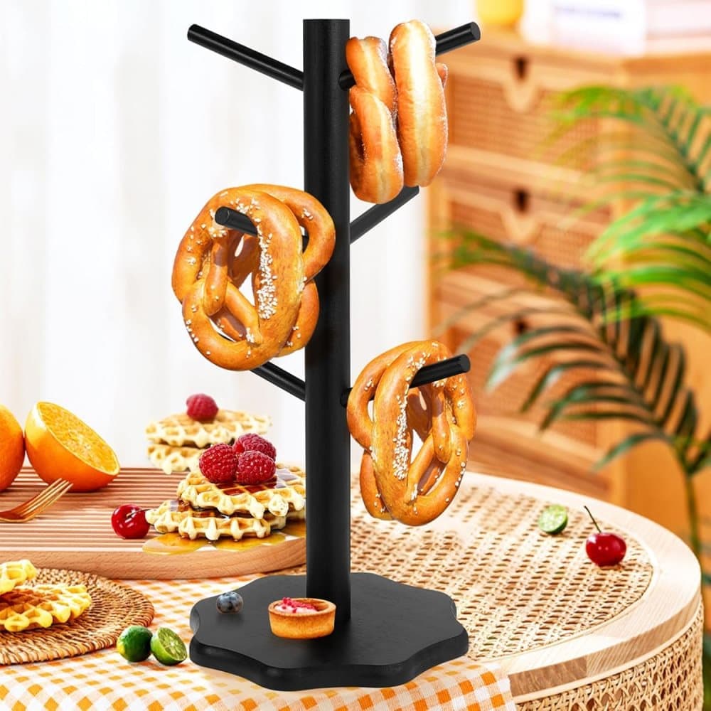 1-Pack Black Tree-Shaped Wooden Pretzel Stand, Bamboo, for Restaurant Cafe Bar Kitchen Decoration, Compatible with Pretzels - Image 8