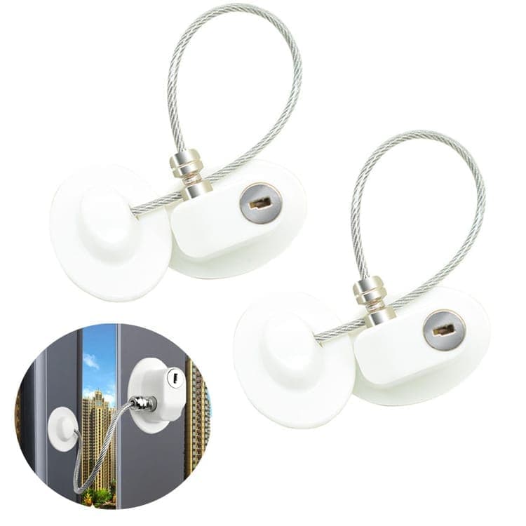 2 Child Safety Locks Self-Adhesive Durable Easy to Use for Refrigerators Cabinets Windows Toilet Lids, White - Image 1