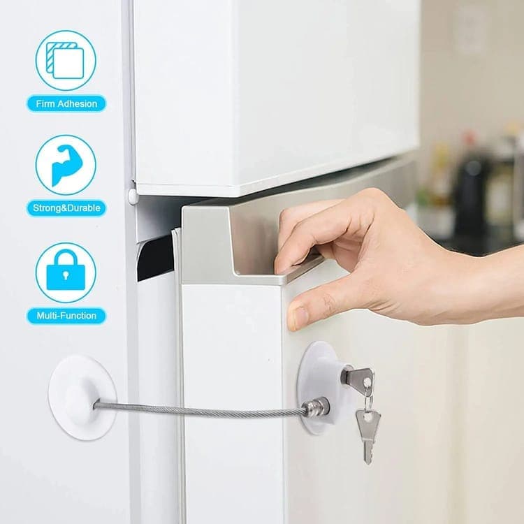 2 pcs Child Safety Lock Self-Adhesive for Refrigerators Cabinets Windows Toilet Lids, Black - Image 4
