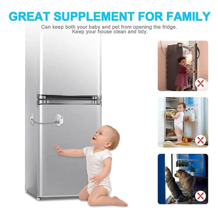 2 pcs Child Safety Lock Self-Adhesive for Refrigerators Cabinets Windows Toilet Lids, Black - Image 6