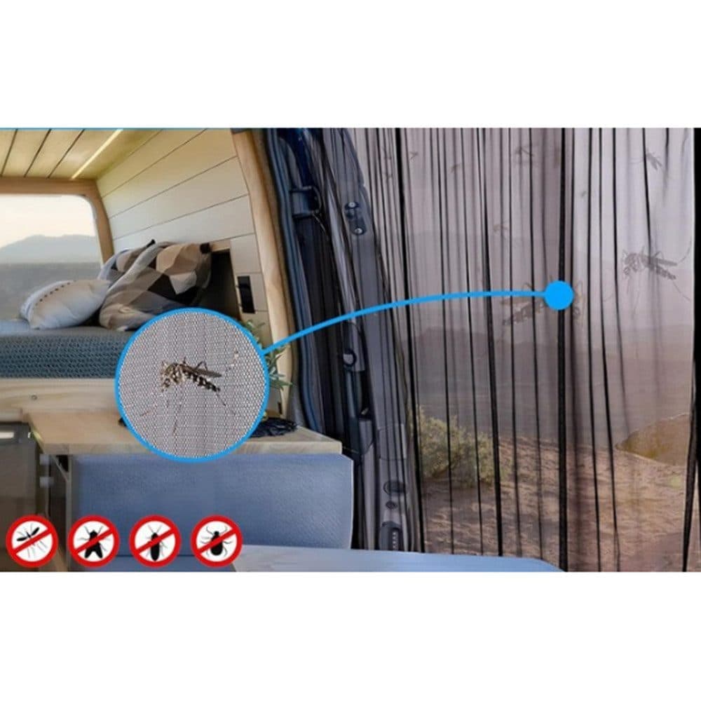 Black Universal Mosquito Net for Car Trunk with Strong Velcro, Compatible with Motorhomes and Camping, 165 × 165 cm - Image 3