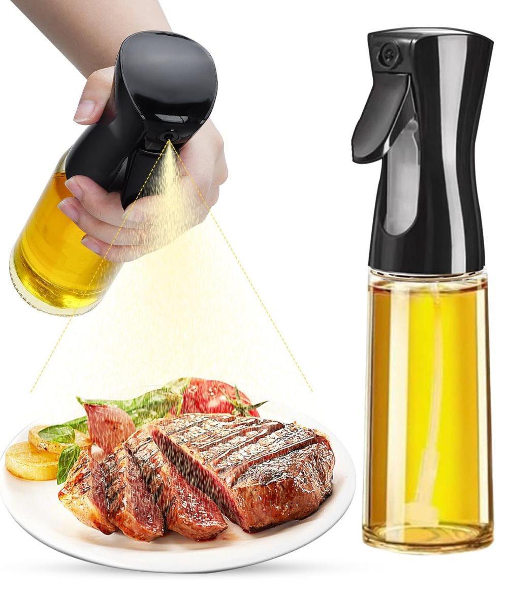 1PC Oil Spray 220 ml, BPA-free Glass Bottle for Cooking & Grilling, Even Spray, Compatible with Oil and Vinegar, Black - Image 1