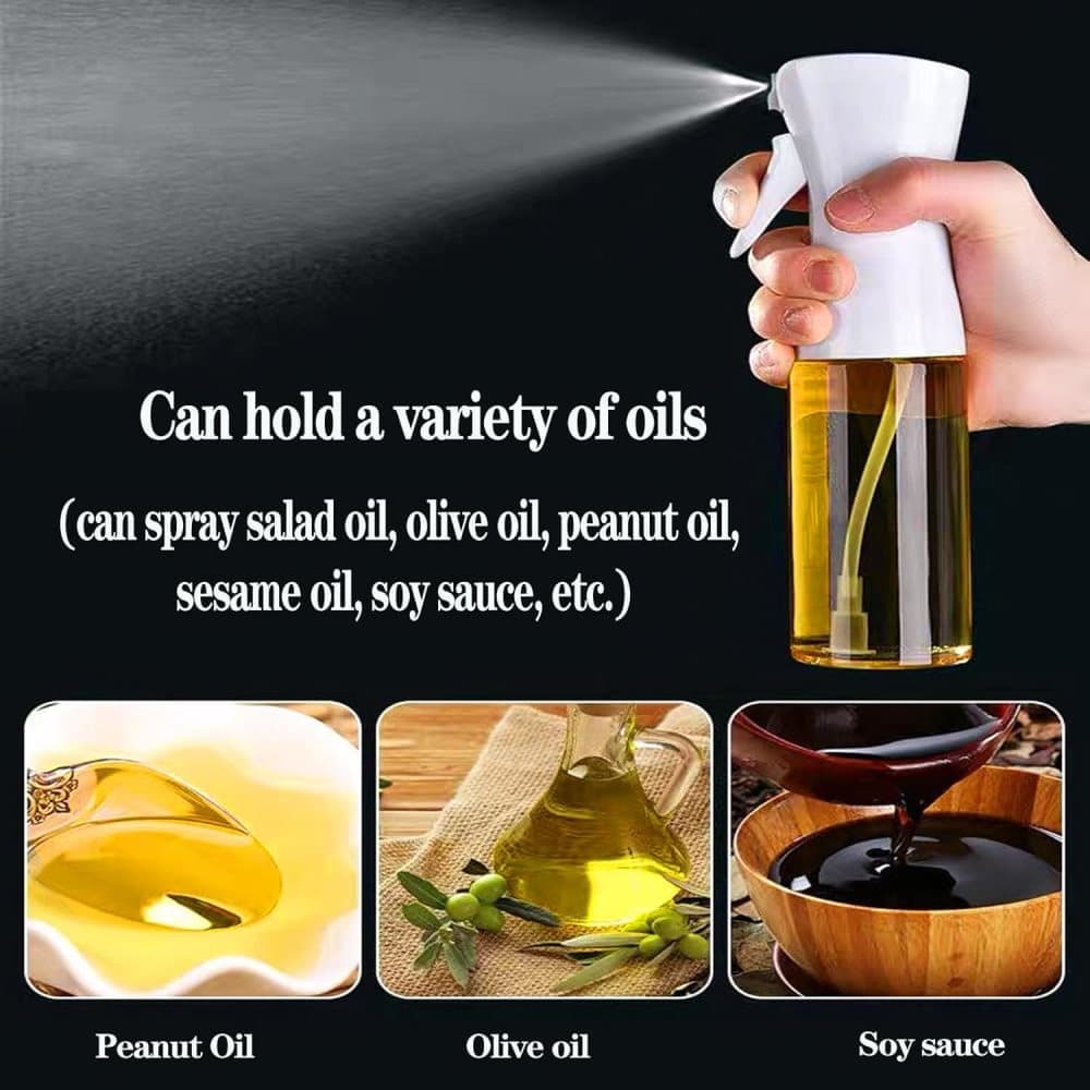 1PC Oil Spray 220 ml, BPA-free Glass Bottle for Cooking & Grilling, Even Spray, Compatible with Oil and Vinegar, Black - Image 4