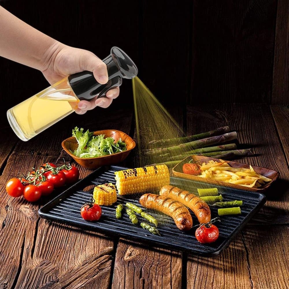1PC Oil Spray 220 ml, BPA-free Glass Bottle for Cooking & Grilling, Even Spray, Compatible with Oil and Vinegar, Black - Image 5