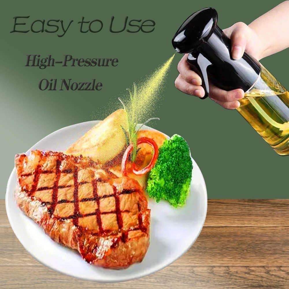1PC Oil Spray 220 ml, BPA-free Glass Bottle for Cooking & Grilling, Even Spray, Compatible with Oil and Vinegar, Black - Image 6